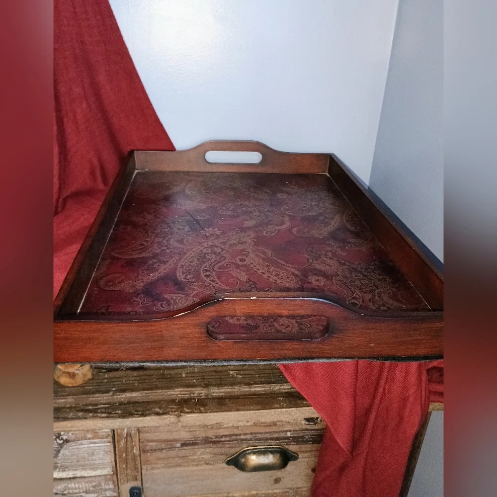 Large Capacity Serving Accent Tray With Built-in Carrying Handles